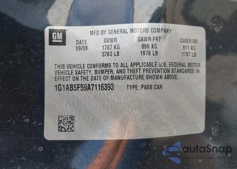 2010 Chevrolet Cobalt Ls from USA, damaged, VIN 1G1AB5F59A7116393